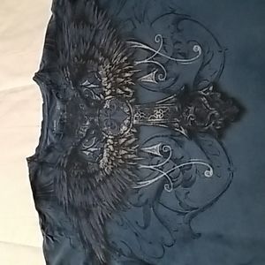 AFFLICTION blue graphic tee shirt